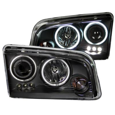 Anzo USA - Anzo USA Projector Headlight Set w/LED Halo Black for Charger 121381