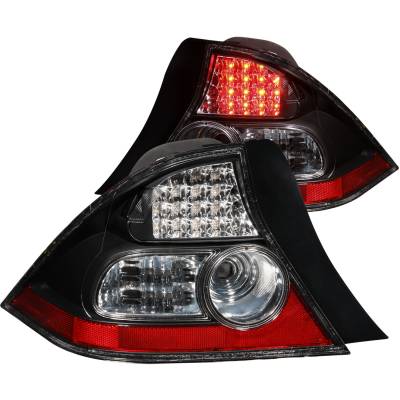 Anzo USA - Anzo USA 321035 Black LED Clear Lens Taillight Set 04-05 Honda Civic Coupe