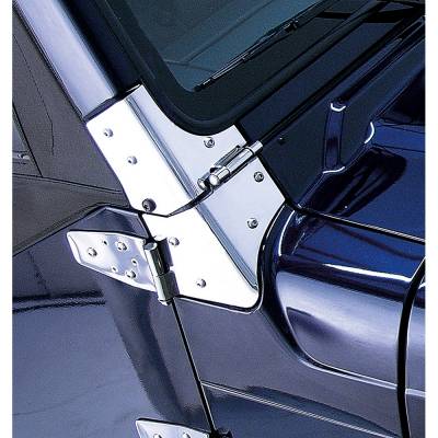 Rugged Ridge - Rugged Ridge 11112.02 Windshield Hinges Stainless Steel for Jeep Wrangler