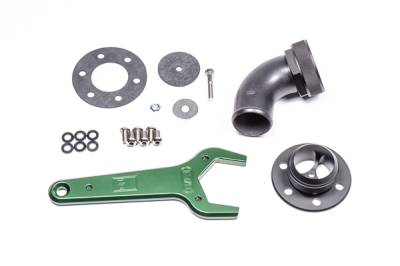 RADIUM Engineering - RADIUM Engineering 20-0547 FCST 6Bolt Remote Mount Fill Neck 24AN Elbow 1.5"BARB