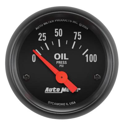 AutoMeter - AutoMeter 2634 Z-Series Oil Pressure Gauge 0-100PSI 2-1/16" Short Sweep