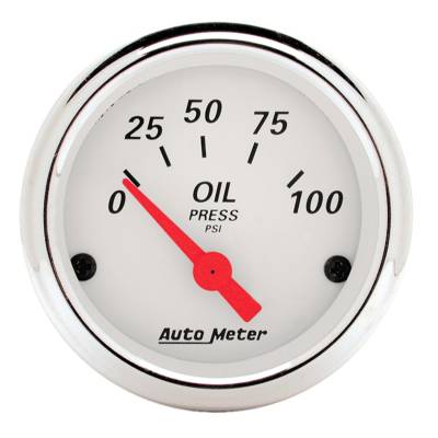 AutoMeter - AutoMeter 1327 Air-Core Arctic White Elec Oil Pressure Gauge 0-100PSI 2-1/16"