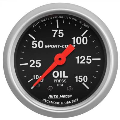 AutoMeter - AutoMeter 3323 Sport-Comp Oil Pressure Mechanical Gauge 0-150PSI 2-1/16"