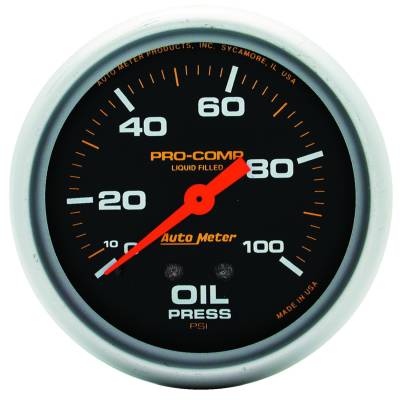 AutoMeter - AutoMeter 5421 Pro-Comp Mech Oil Pressure Liquid Filled Gauge 0-100PSI 2-5/8"