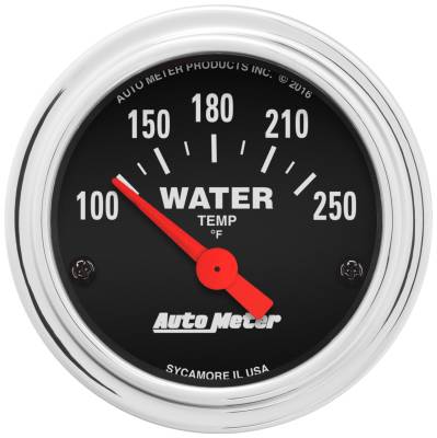 AutoMeter - AutoMeter 2532 Traditional Chrome Water Temperature Gauge 100-250F 2-1/16" Short
