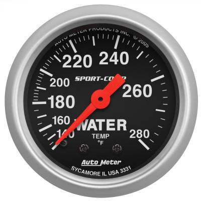 AutoMeter - AutoMeter 3331 Sport-Comp Water Temperature Mech Gauge 140-280 °F/6' 2-1/16"