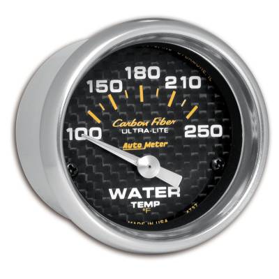 AutoMeter - AutoMeter 4737 Carbon Fiber Electric Water Temperature Guage 100-250°F 2-1/16"
