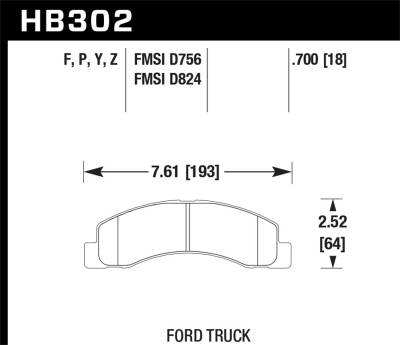 Hawk Performance - Hawk Performance LTS Light Truck & SUV Brake Pads HB302Y.700