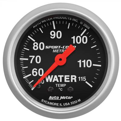 AutoMeter - AutoMeter 3332-M Sport-Comp Water Temperature Mech Gauge 50-115 °C/6' 2-1/16"