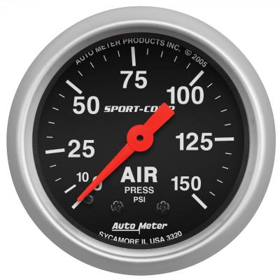 AutoMeter - AutoMeter 3320 Sport-Comp Air Pressure Mechanical Gauge 0-150PSI 2-1/16"