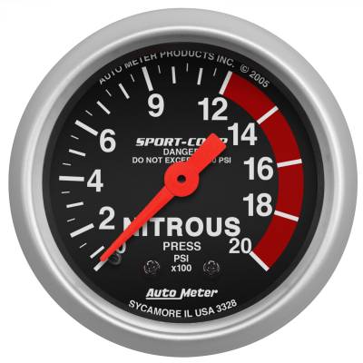 AutoMeter - AutoMeter 3328 Sport-Comp Nitrous Pressure Mech Gauge 0-2000PSI 2-1/16"