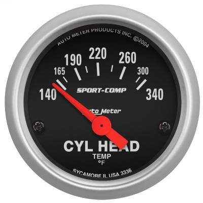 AutoMeter - AutoMeter 3336 Sport-Comp Air Core Cylinder Head Temp Gauge 140-340°F 2-1/16"