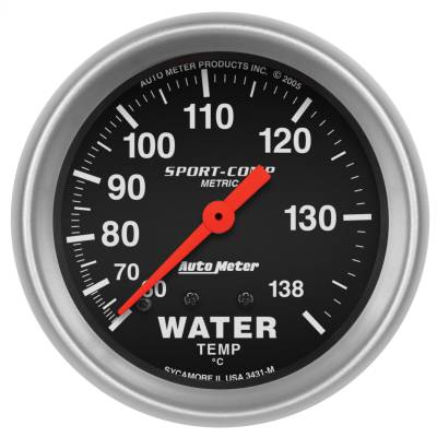 AutoMeter - AutoMeter 3431-M Sport-Comp Water Temperature Mech Gauge 60-140°C/6' 2-5/8"