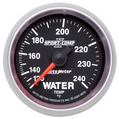 AutoMeter - AutoMeter 3632 Sport-Comp II Mechanical Water Temp Gauge 120-240°F/6' 2-1/16"