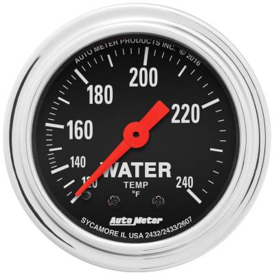 AutoMeter - AutoMeter 2433 Traditional Chrome Water Mech Temp Gauge 120-240°F/12' 2-1/16"