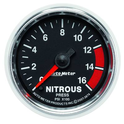 AutoMeter - AutoMeter 3874 GS Nitrous Pressure Gauge 0-1600PSI 2-1/16" Stepper Motor