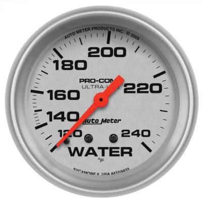AutoMeter - AutoMeter 4433 Ultra-Lite Water Mech Temperature Gauge 120-240 °F/12' 2-5/8"