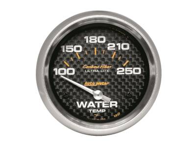 AutoMeter - AutoMeter 4837 Carbon Fiber Electric Water Temperature Gauge 100-250°F 2-5/8"