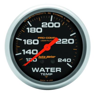 AutoMeter - AutoMeter 5433 Pro-Comp Mech Water Temp Liquid Filled Gauge 120-240F/12' 2-5/8"