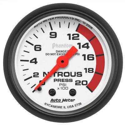 AutoMeter - AutoMeter 5728 Phantom Mechanical Nitrous Pressure Gauge 0-2000PSI 2-1/16"