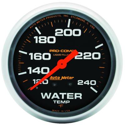 AutoMeter - AutoMeter 5432 Pro-Comp Mech Water Temp Liquid Filled Gauge 120-240°F/6' 2-5/8"