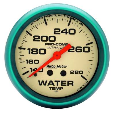 AutoMeter - AutoMeter 4535 Ultra-Nite Mechanical Water Temperature Gauge 140-280F/4' 2-5/8"