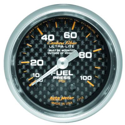 AutoMeter - AutoMeter 4712 Carbon Fiber Mechanical Fuel Pressure Gauge 0-100PSI 2-1/16"