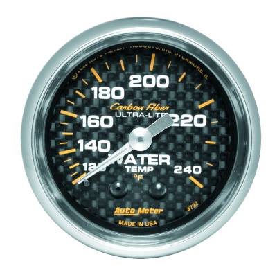 AutoMeter - AutoMeter 4732 Carbon Fiber Mechanical Water Temp Guage 120-240°F/6' 2-1/16"