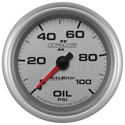 AutoMeter - AutoMeter 7721 Ultra-Lite II Mechanical Oil Pressure Gauge 0-100PSI 2-5/8"