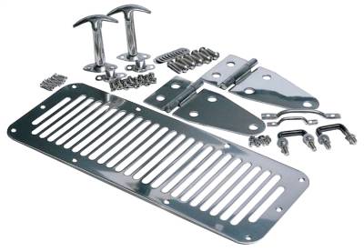 Rampage - Rampage 7499 Stainless Steel Complete Hood Kit for 78-95 Jeep Wrangler YJ/CJ