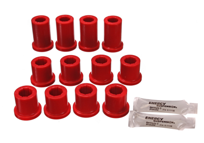 Energy Suspension - Energy Suspension 8.2102R Leaf Spring Bushing Set Front Polyurethane Red