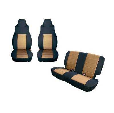 Rugged Ridge - Rugged Ridge 13291.04 Seat Cover Kit Black/Tan 91-95 Jeep Wrangler YJ