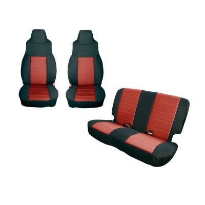 Rugged Ridge - Rugged Ridge 13292.53 Seat Cover Kit Black/Red 97-02 Jeep Wrangler TJ
