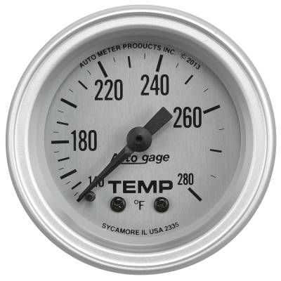 AutoMeter - AutoMeter 2335 Autogage Water Mech Temp Silver Gauge 140-280°F/6' 2-1/16"