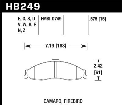 Hawk Performance - Hawk Performance HB249N.575 HP Plus Disc Brake Pad for 98-02 Camaro & Firebird