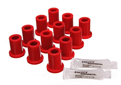 Energy Suspension - Energy Suspension 8.2105R Leaf Spring Bushing Set Front/Rear Polyurethane Red