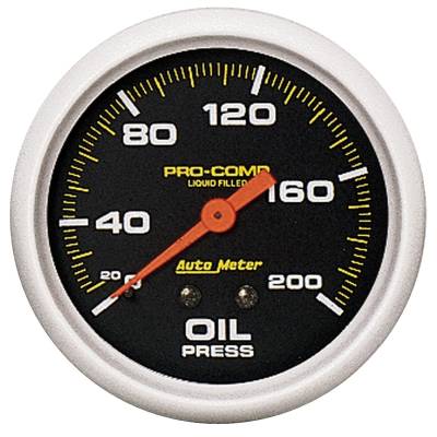AutoMeter - AutoMeter 5422 Pro-Comp Mech Oil Pressure Liquid Filled Gauge 0-200PSI 2-5/8"