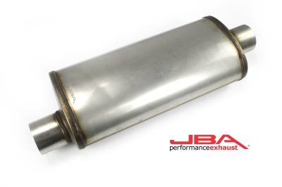 JBA Racing Headers - JBA Headers 3" Offset/Center Chambered 304 Stainless Steel Muffler 40-301800