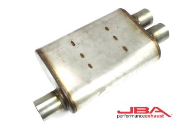 JBA Racing Headers - JBA Headers 2.5" Offset/Dual Chambered 304 Stainless Steel Muffler 40-251302