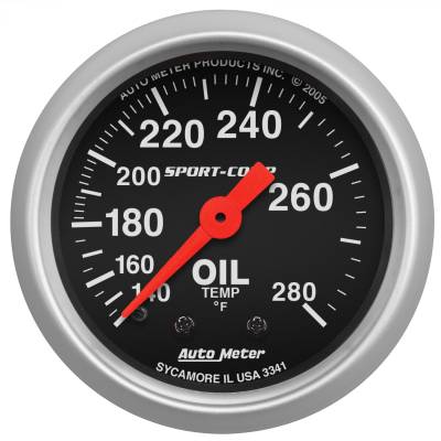 AutoMeter - AutoMeter 3341 Sport-Comp Oil Temperature Mech Gauge 140-280°F/6' 2-1/16"