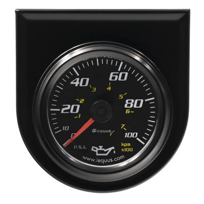 Equus - Equus E6244 Gauge Oil Pressure 2" 0-100Psi 270 Sweep Mech Black 6000