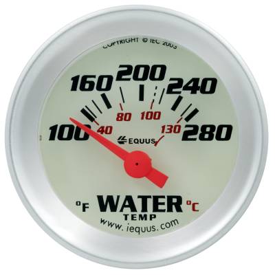 Equus - Equus E8162 Gauge Water Temp 1.5" 100-28F 90 Sweep Elec White 8000