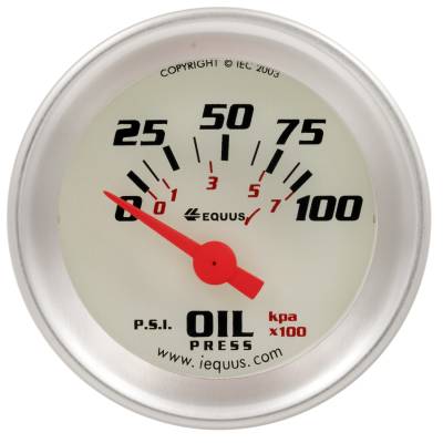 Equus - Equus E8164 1.5" Gauge Oil Press 0-100 PSI 90 Sweep Elec White 8000