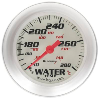 Equus - Equus E8442 Gauge Water Temp 2-5/8" 130-28F 270 Sweep Mech White 8000