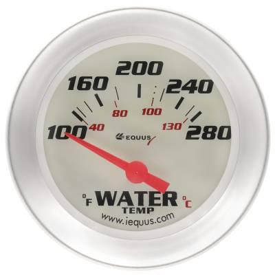 Equus - Equus E8462 Gauge Water Temp 2-5/8" 100-28F 90 Sweep Elec White 8000