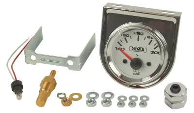 Derale - Derale 13009 Lighted Black on White 2-1/16" Electric Oil Temperature Gauge Kit