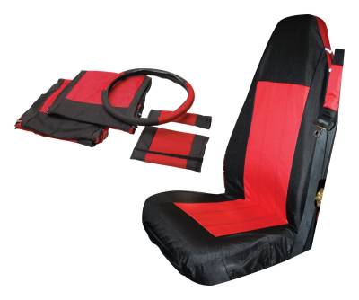 RT Offroad - RT Offroad SC10030 Front Seat Covers Black & Red for 87-02 Jeep Wrangler TJ/YJ