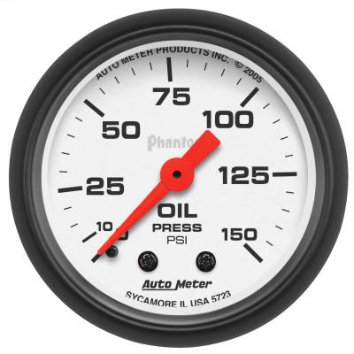 AutoMeter - AutoMeter 5723 Phantom Mechanical Oil Pressure Range 0-150PSI 2-1/16"