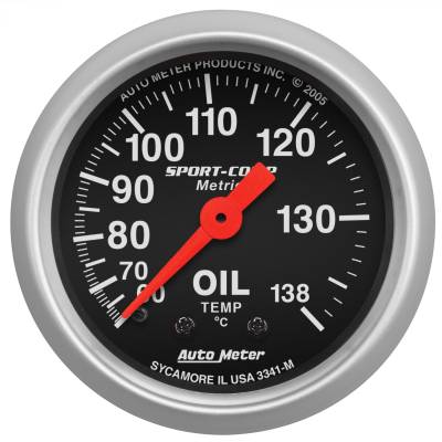 AutoMeter - AutoMeter 3341-M Sport-Comp Oil Temperature Mechanical Gauge 60-140C/6' 2-1/16