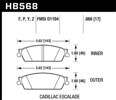Hawk Performance - Hawk Performance LTS Light Truck & SUV Brake Pads HB568Y.666